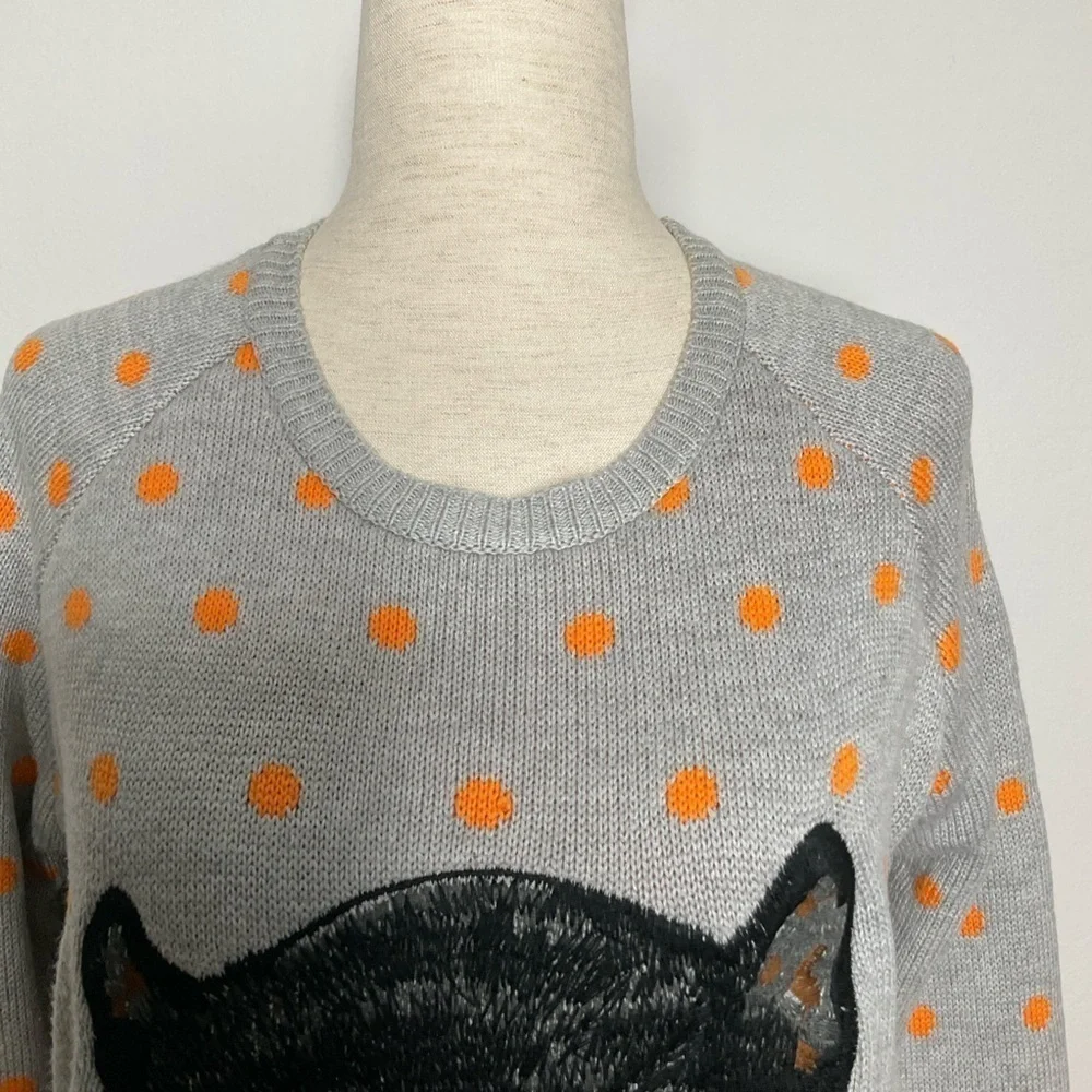 TopShop Jaquard Polka Dot Knit Sweater  Round Neck Size 4